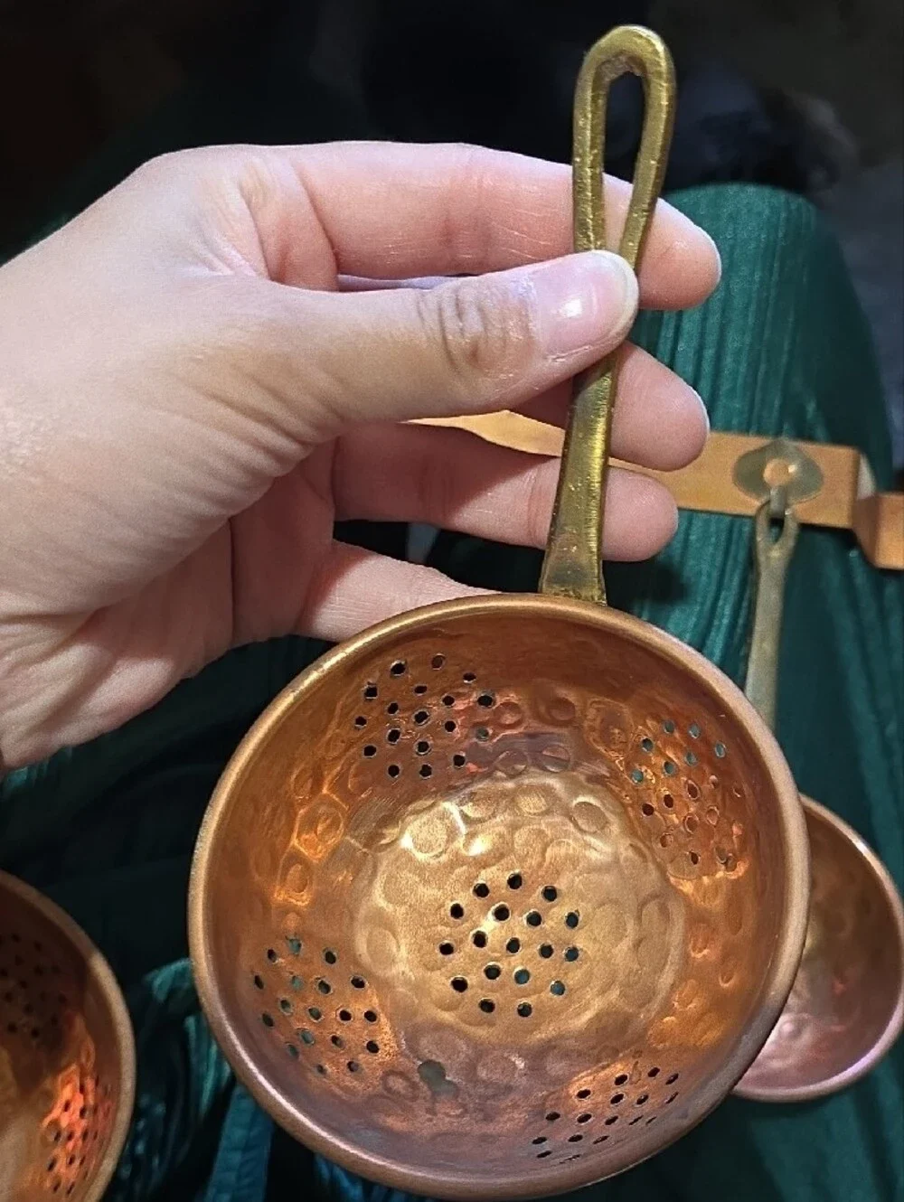 Vintage Copper Hanging Strainer Spoon Set – 3-Piece